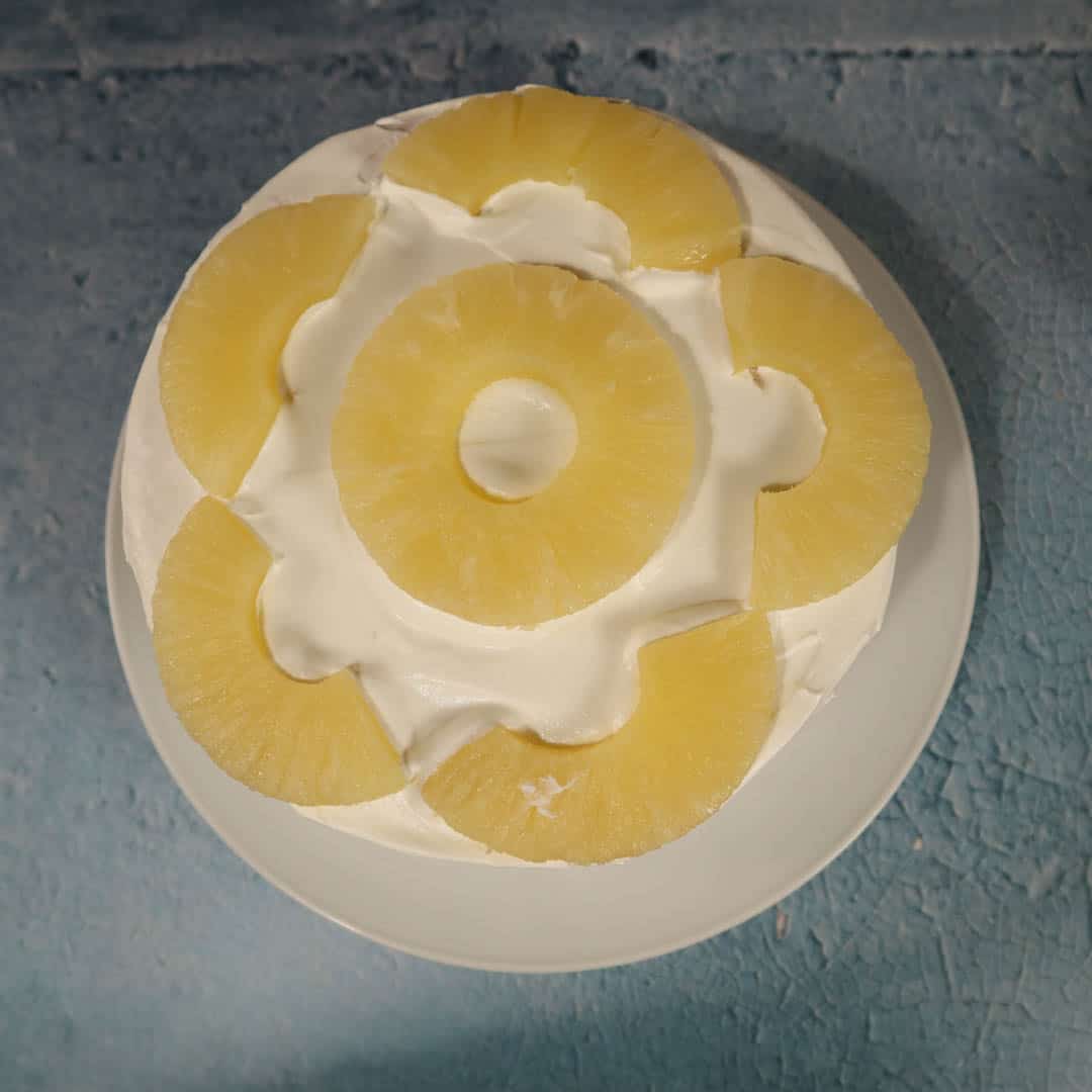 Pineapple cake with whipped cream