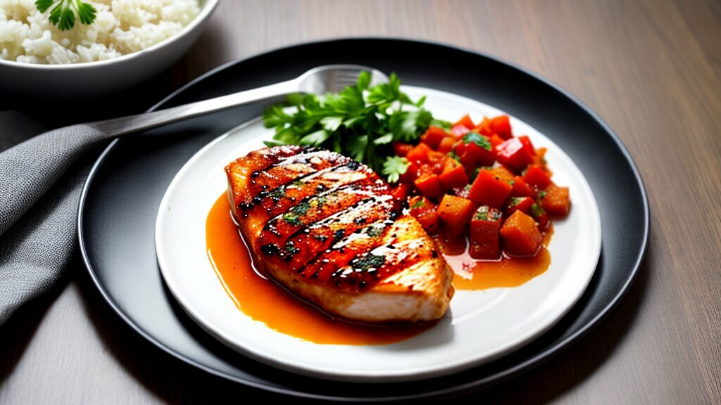 Tomato chutney with grilled chicken