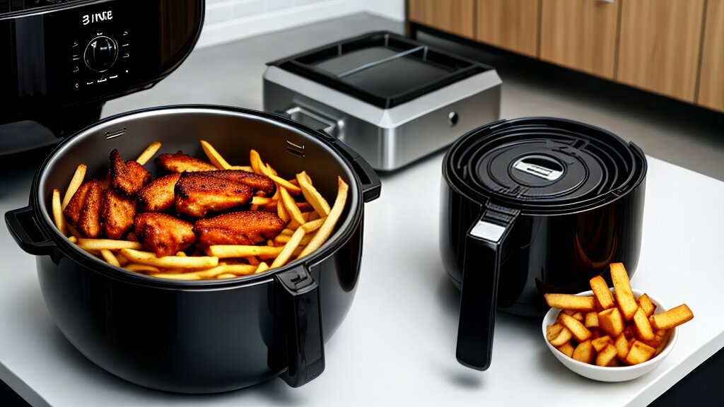airfryer with food