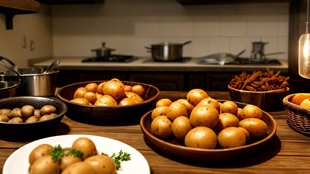 batatas velhas na mesa da cozinha