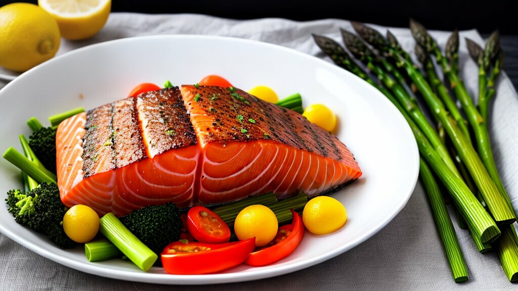 receita de salmão com legumes
